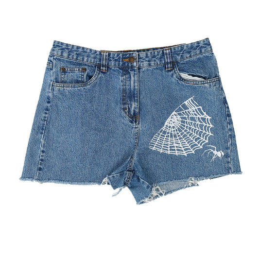 "Cobweb Club" Denim Shorts - Medium