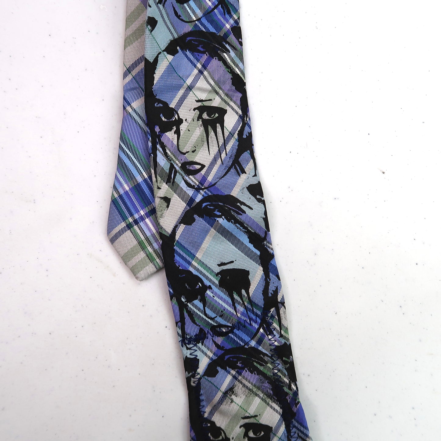 "Weeping Butterfly" Blue Plaid Tie