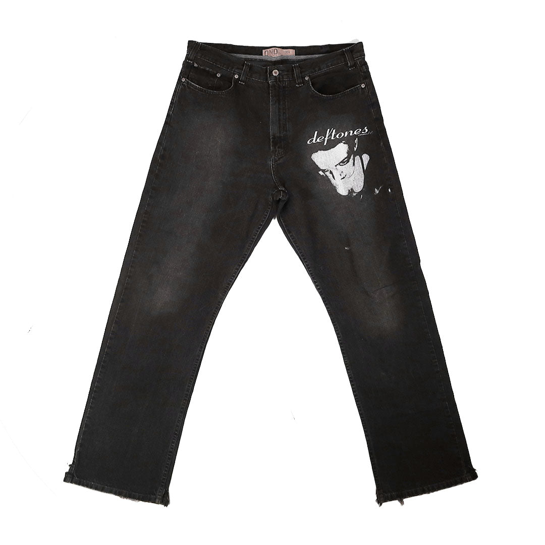 “Around the Fur" Black Distressed Jeans - XL