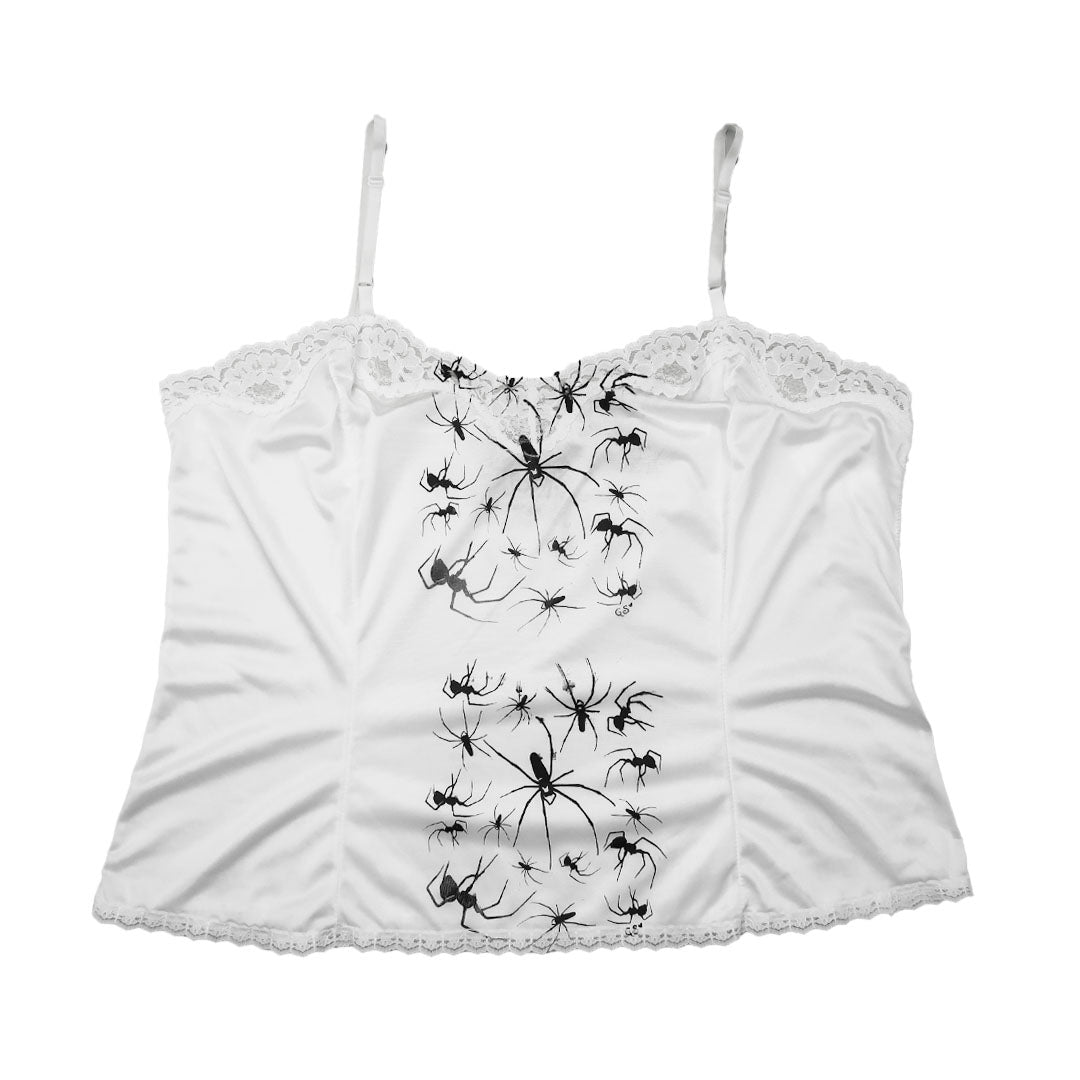 "I Love Spiders" White Lace Tank - XL
