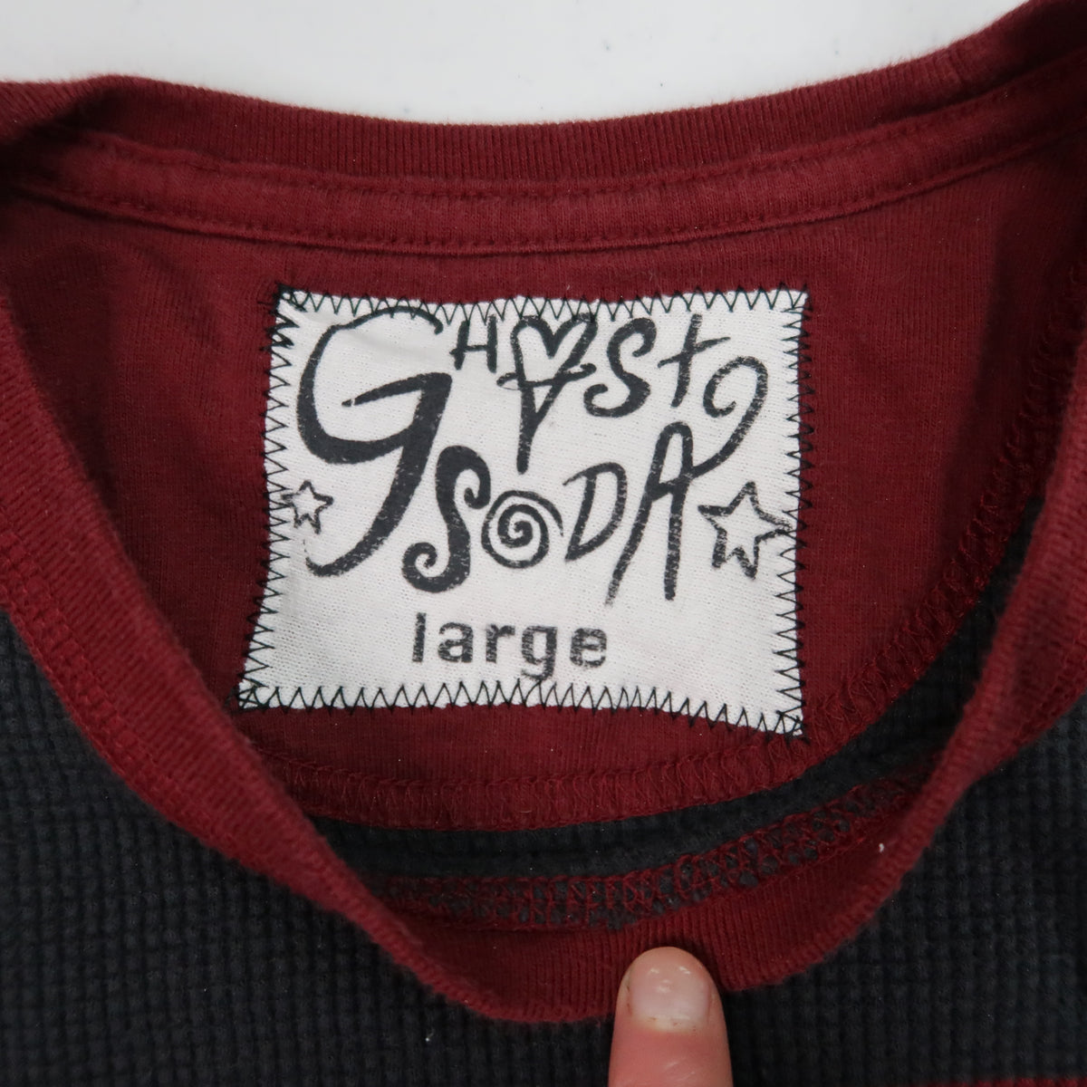 "I See All" (Eye Spiral) Red Striped Thermal Long Sleeve - Large