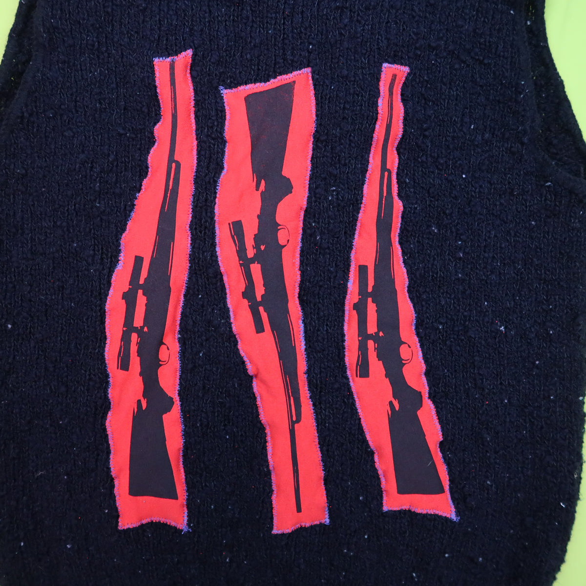 1OF1 “Arsenal” Patchwork Black and Red Sweater Vest - Medium