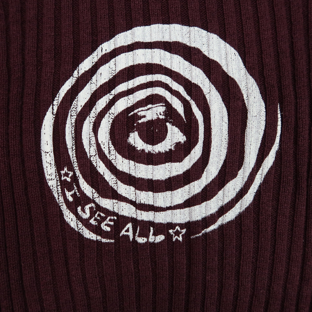 "I See All" (Eye Spiral) Maroon Turtleneck Sweater - Large