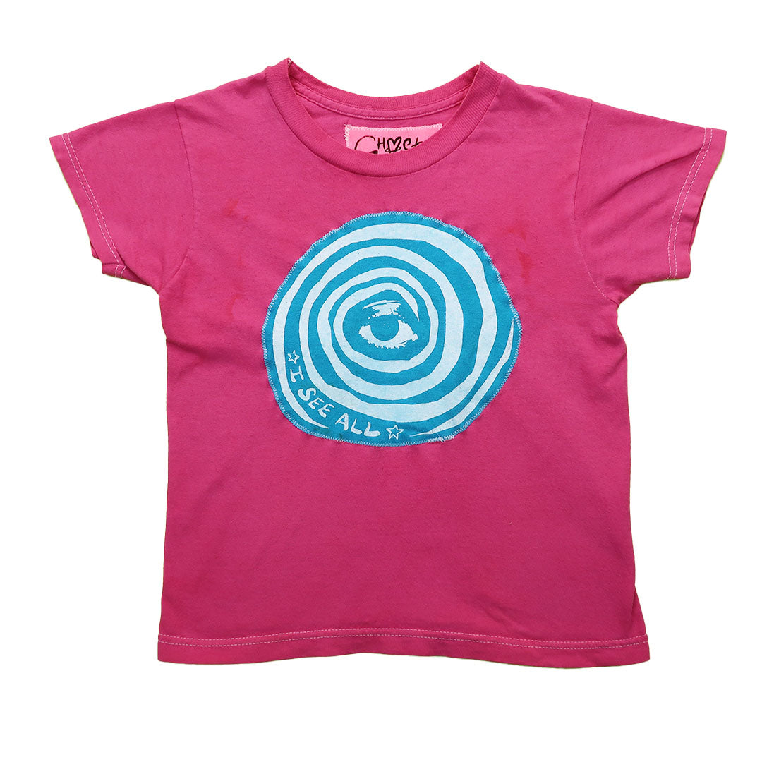 "I See All (Eye Spiral)" Pink Baby Tee - X-Small