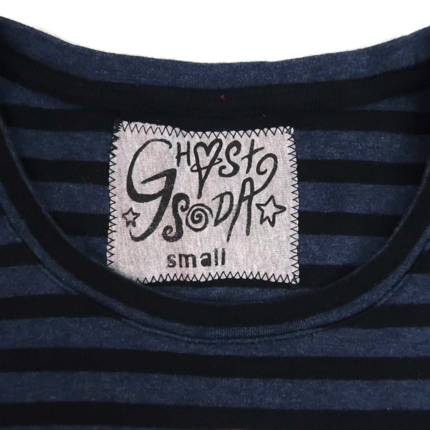 "I See All" (Eye Spiral) Navy Striped Long Sleeve - Small