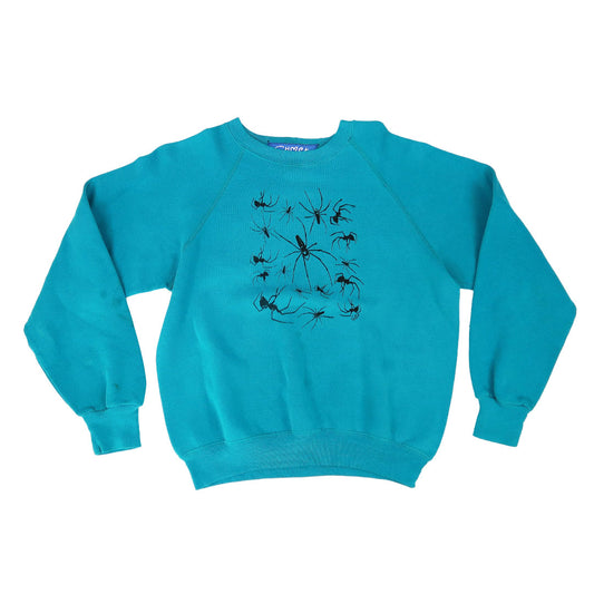 "I Love Spiders" Teal Sweatshirt - Small