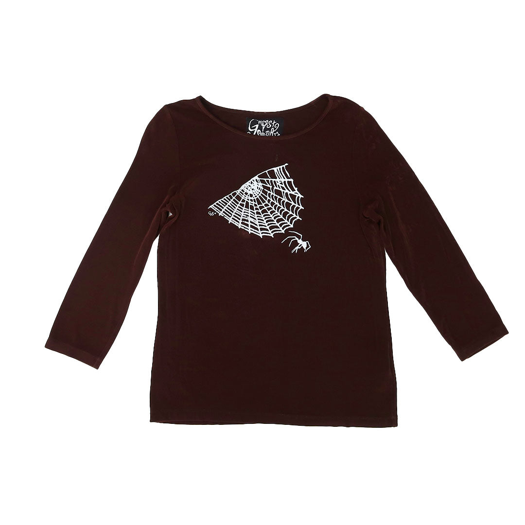 "Cobweb Club" Chocolate Brown Top - Medium