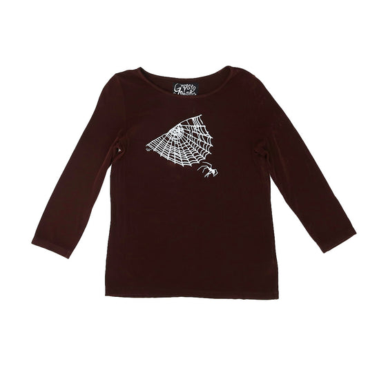 "Cobweb Club" Chocolate Brown Top - Medium