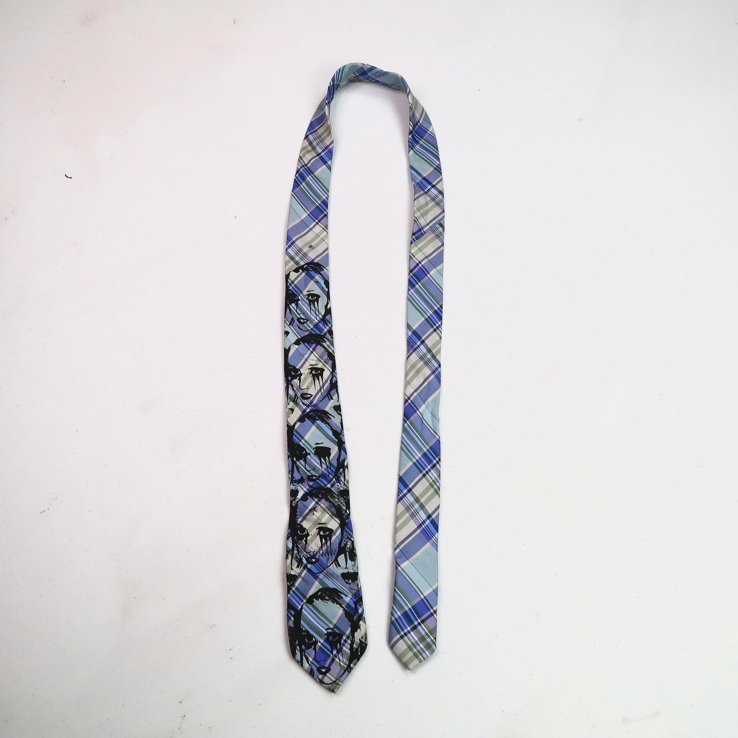 "Weeping Butterfly" Blue Plaid Tie