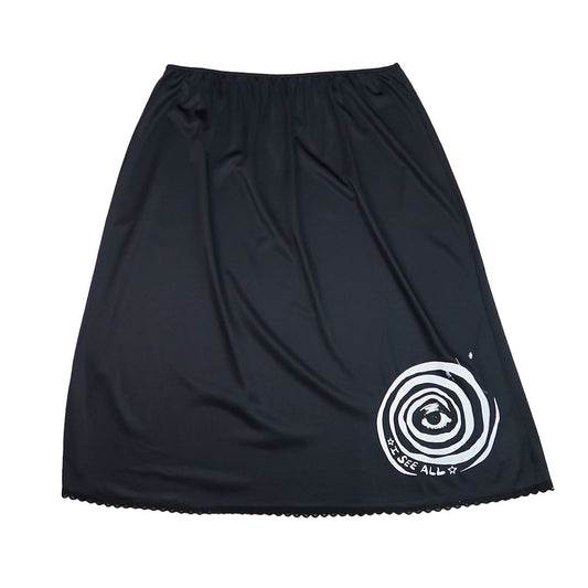 "I See All" (Eye Spiral) Black Slip Skirt - Large