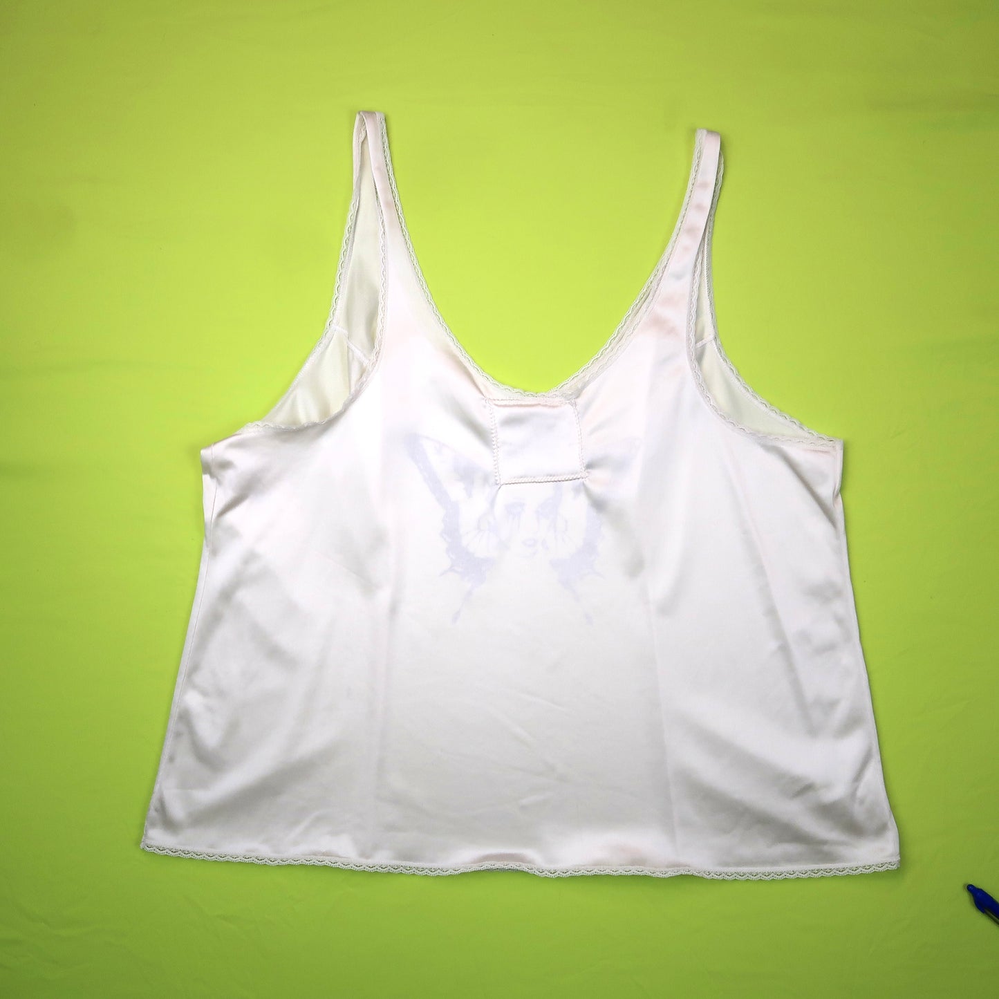 “Weeping Butterfly" White Slip Top - Large