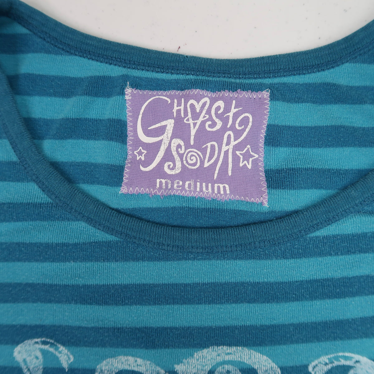 "Melted Visions: Blue Striped Long Sleeve - Medium