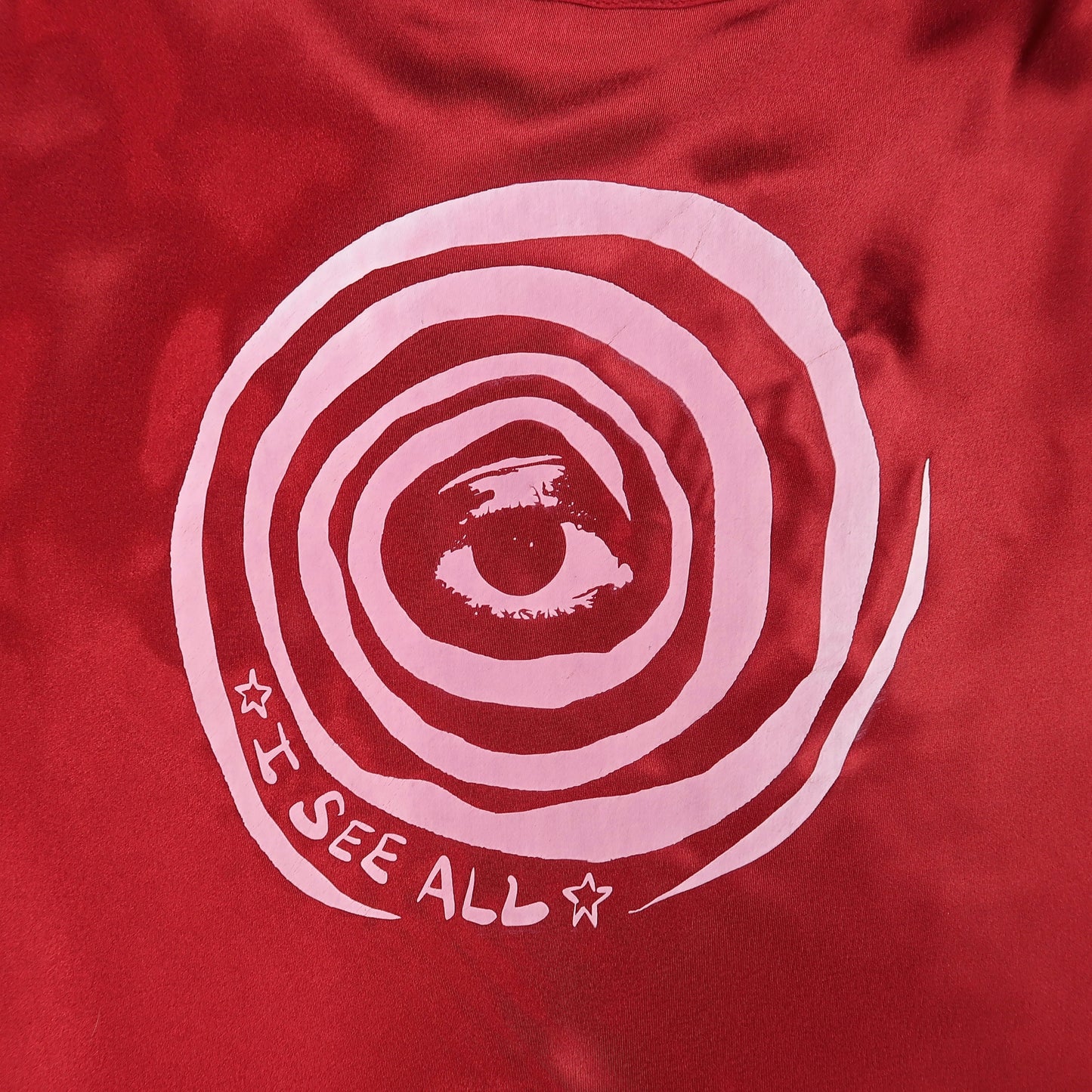 "I See All" (Eye Spiral) Red Satin Tank - Large