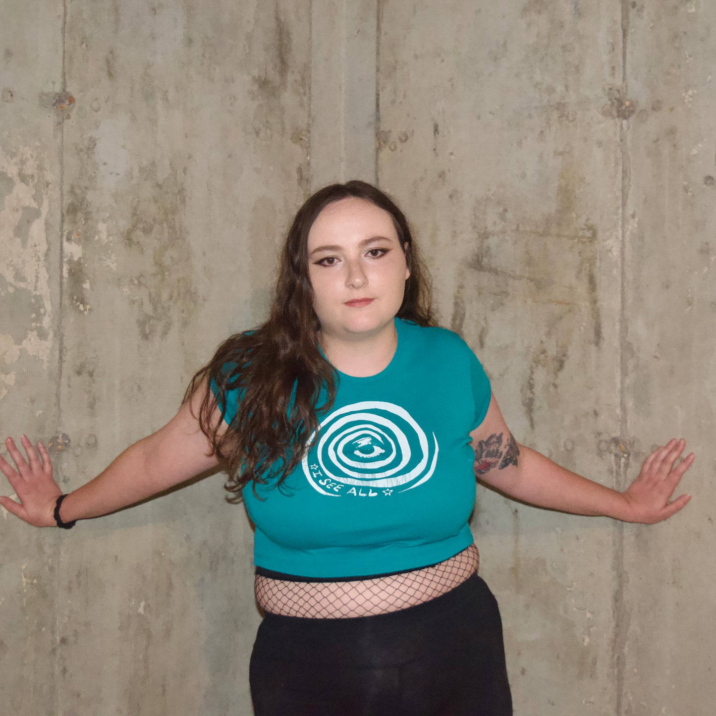 "I See All" (Eye Spiral) Teal Baby Tee