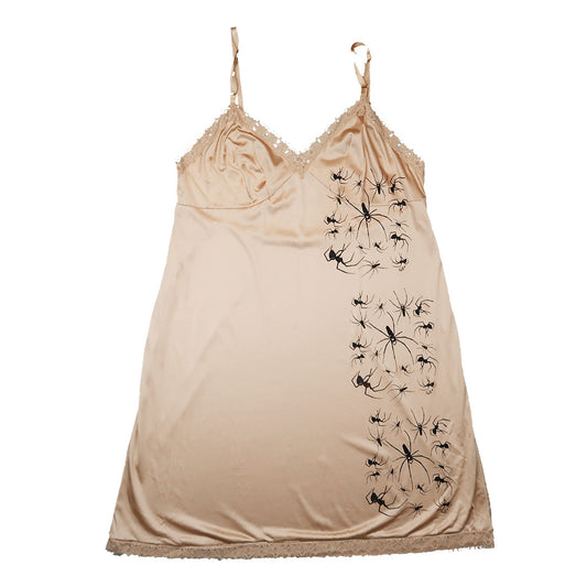 “I Love Spiders" Beige Slip Dress - Large