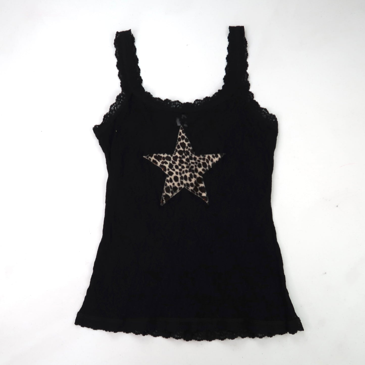 1OF1 "CHEETAH STAR" BLACK LACE TOP - LARGE