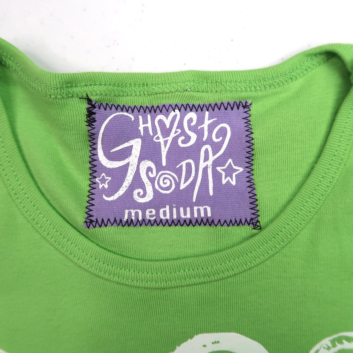 "Melted Visions" Green Baby Tee (White Version) - Medium