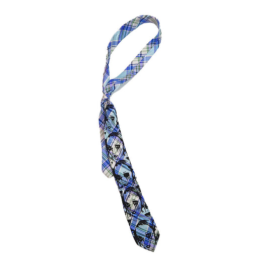 "Weeping Butterfly" Blue Plaid Tie