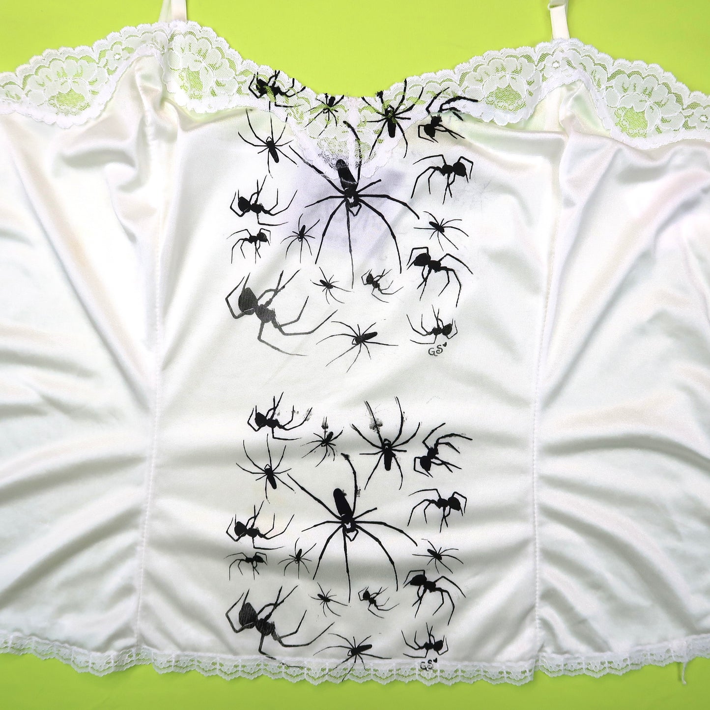 "I Love Spiders" White Lace Tank - XL