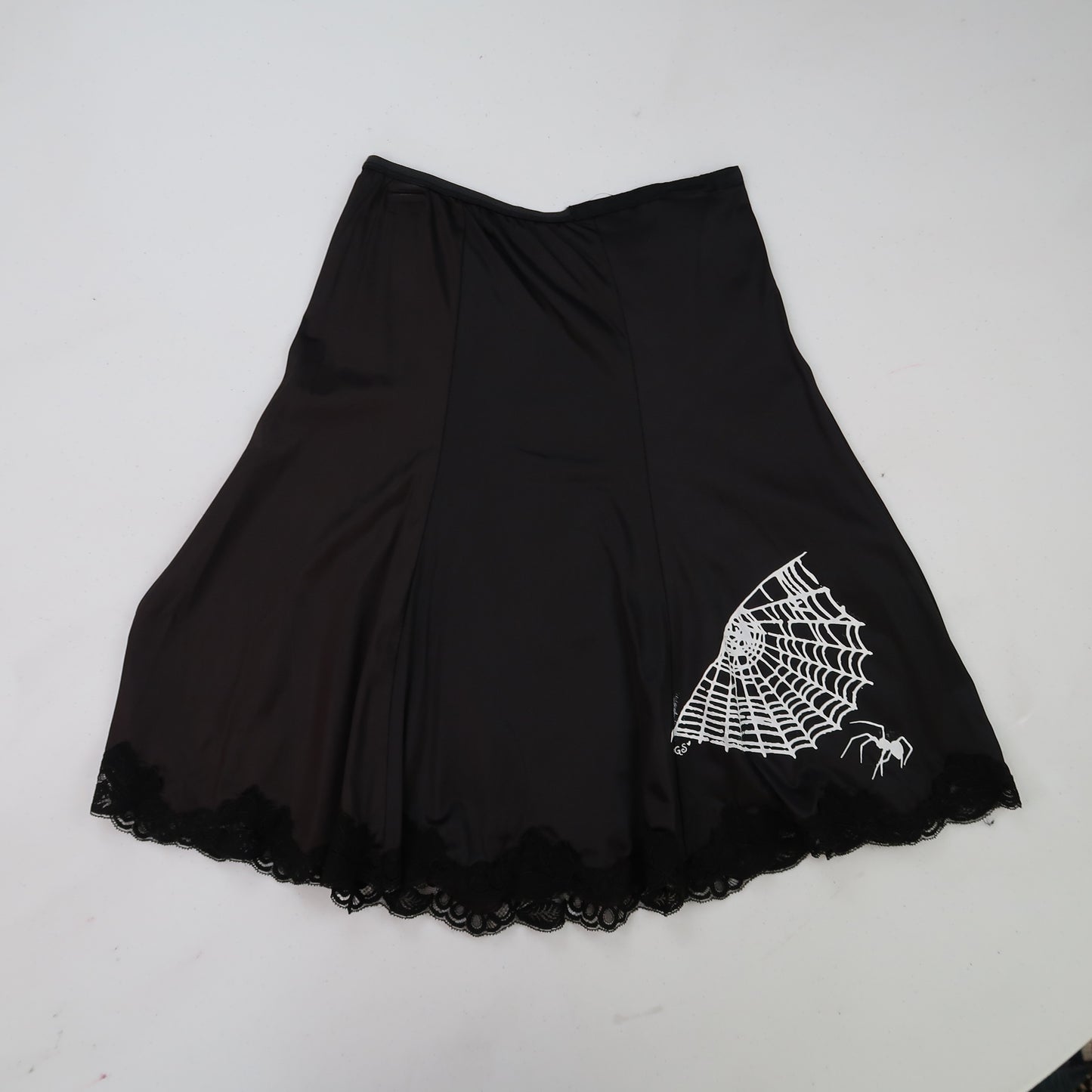 "COBWEB CLUB" Black Slip Skirt - Small
