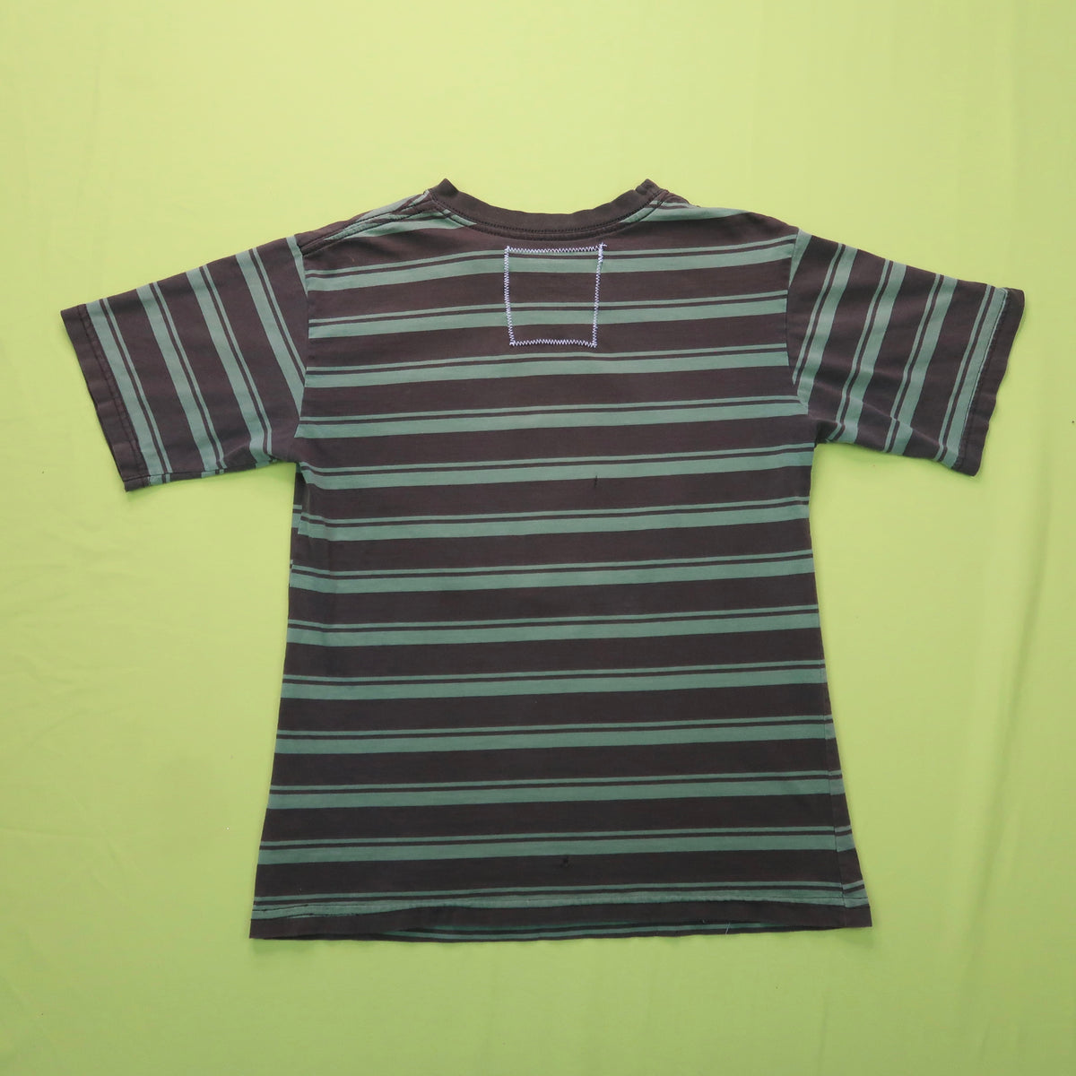 "I See All (Eye Spiral)" Striped Green Baby Tee - Small
