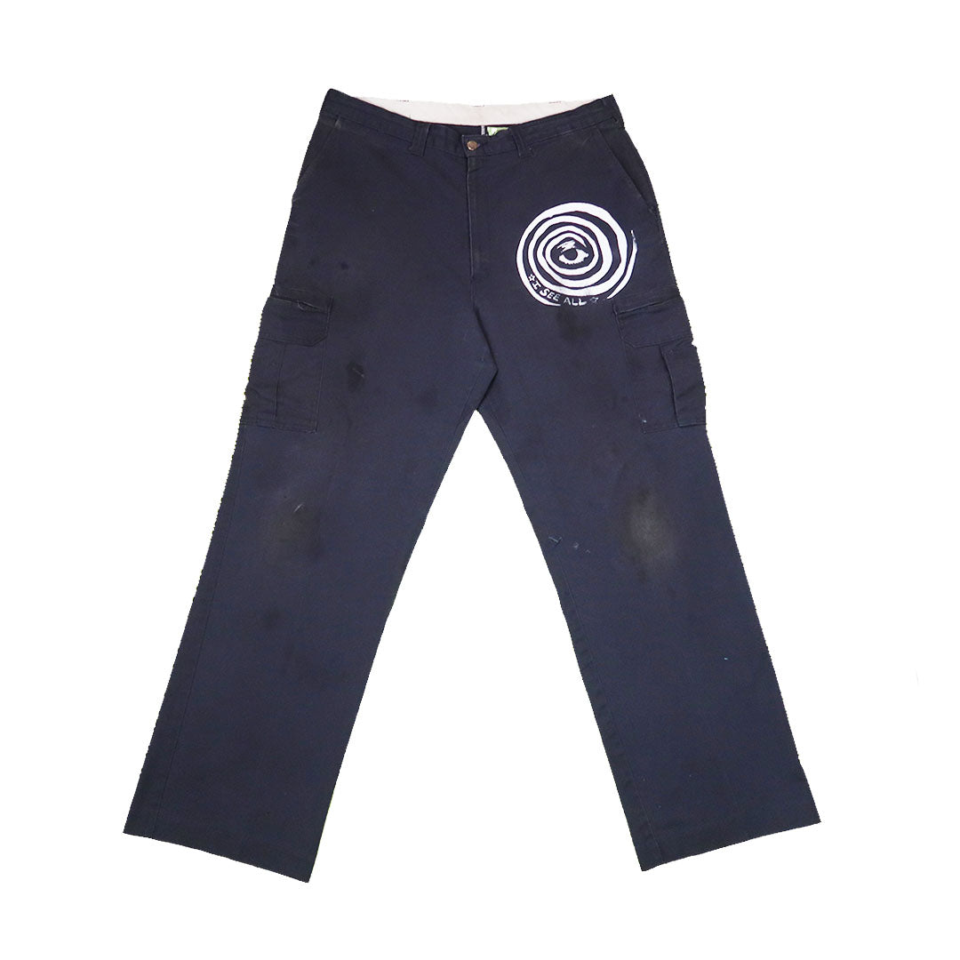 "I See All (Eye Spiral)" Navy Blue Dickies - Large
