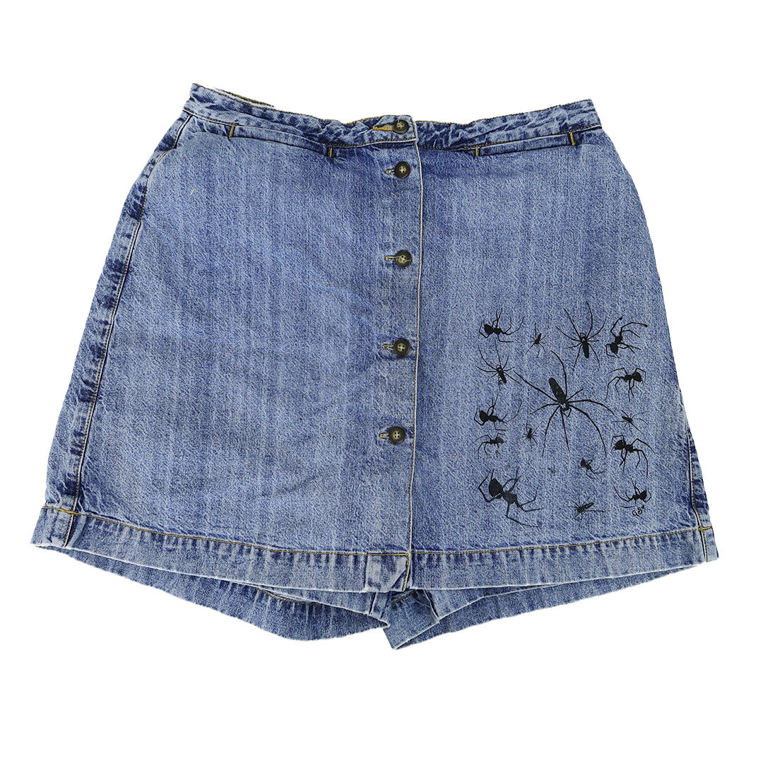 "I Love Spiders" Denim Skort - Medium