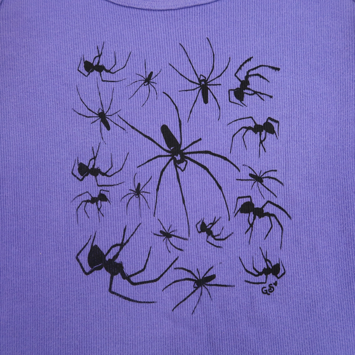 "I Love Spiders" Purple Ribbed Tank - Large