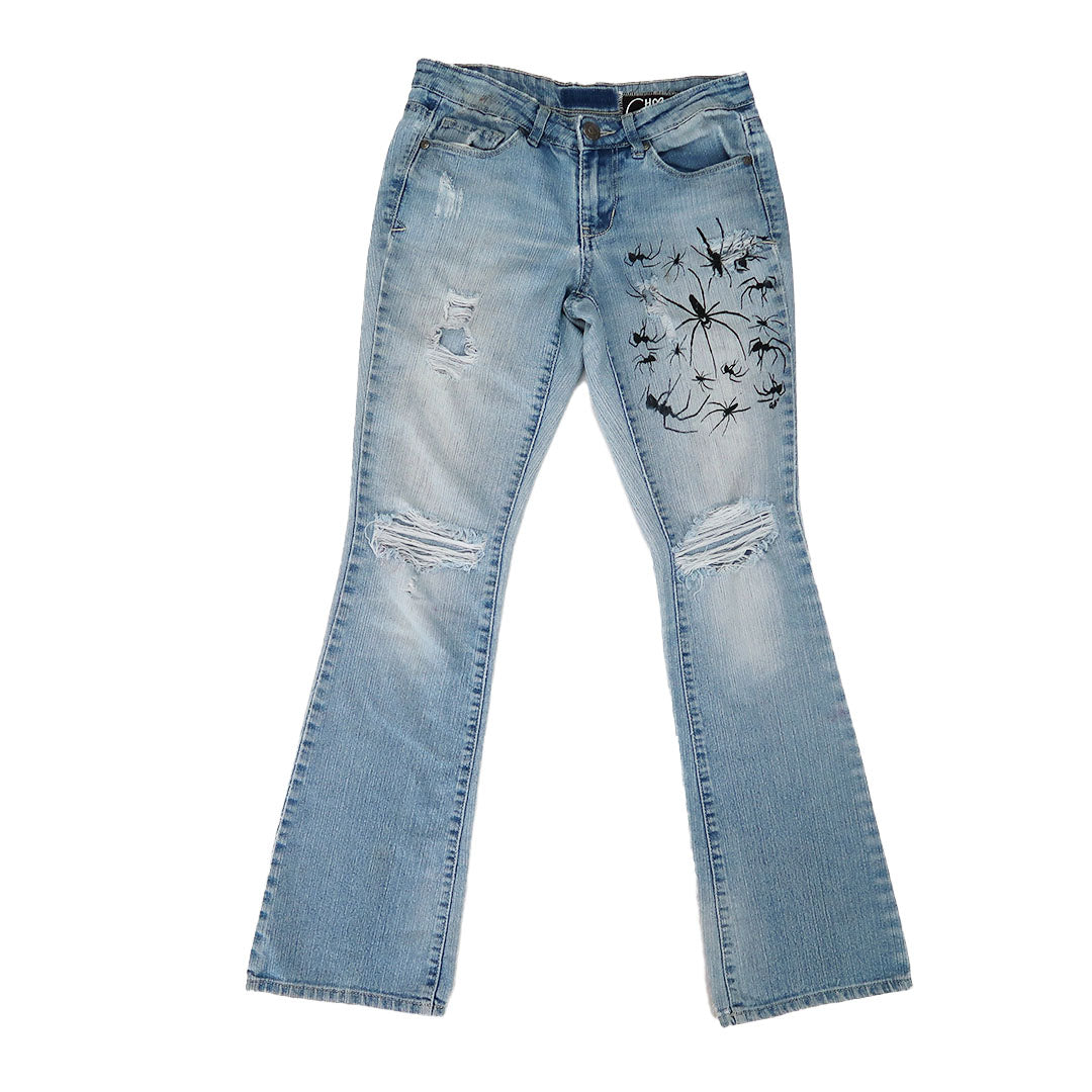 "I Love Spiders" Distressed Jeans - Small