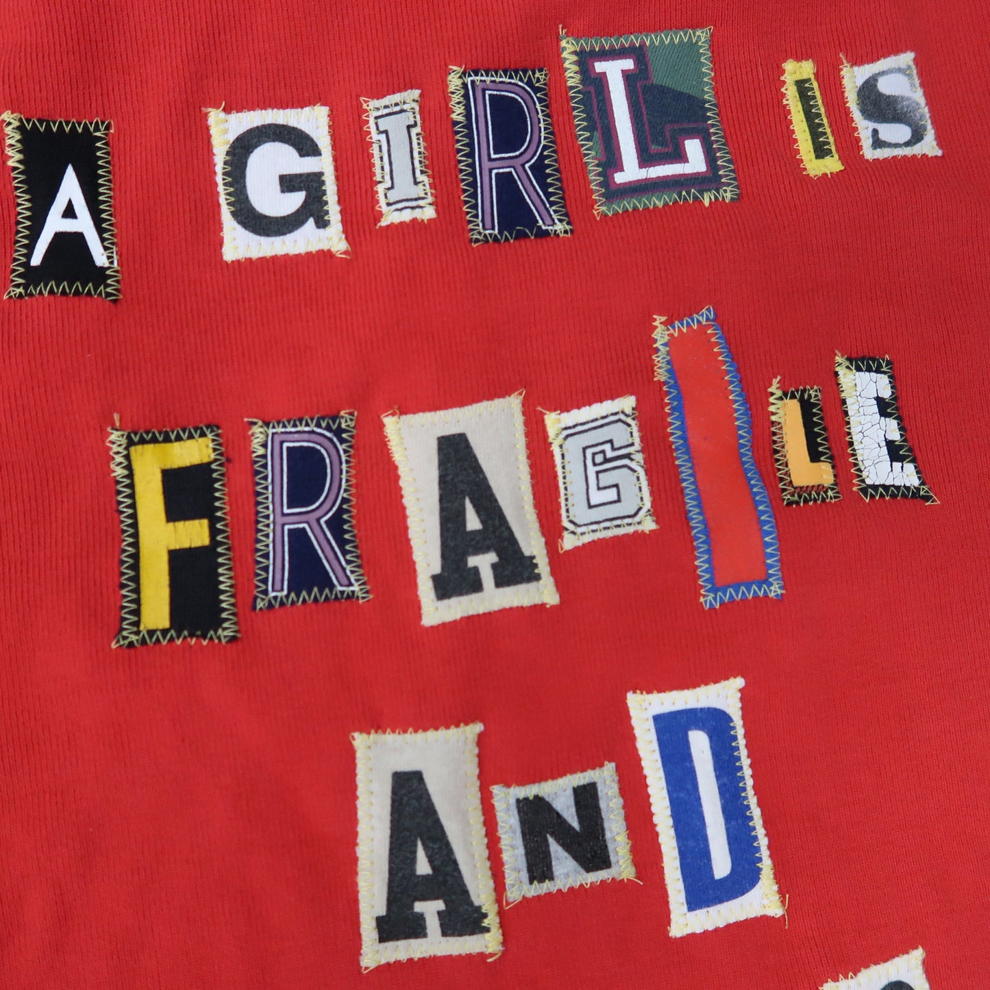 1OF1 “Fragile and Dangerous” REVERSIBLE Red Patchwork Dress - Small