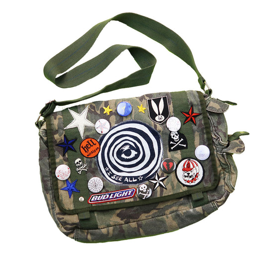 1OF1 "I SEE ALL" Patchwork Camo Messenger Bag