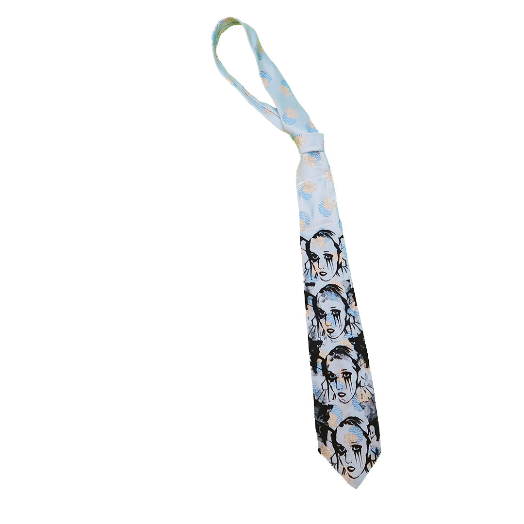 “Weeping Butterfly" Blue Floral Tie