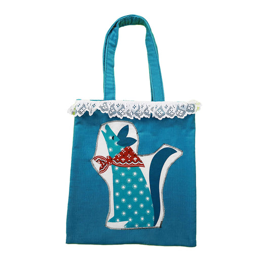 1OF1 "Western Coquette" Teal Tote Bag