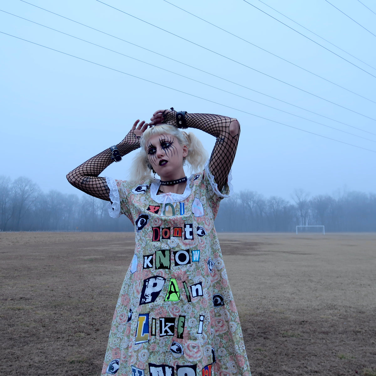 1OF1 “You Don’t Know Pain Like I Know Pain” Patchwork Dress - Medium
