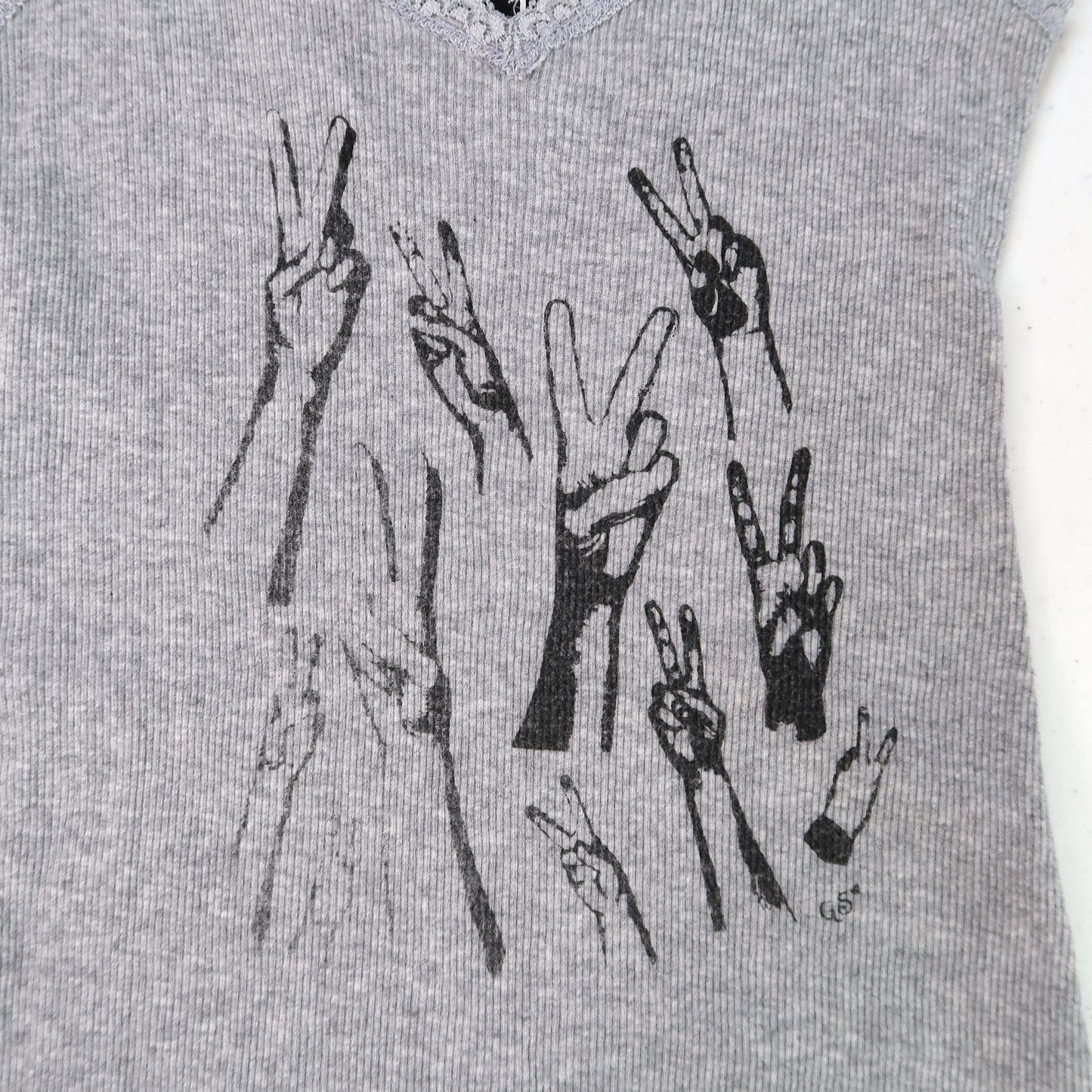 "Peacekeeper" Gray Lace Tank - Small