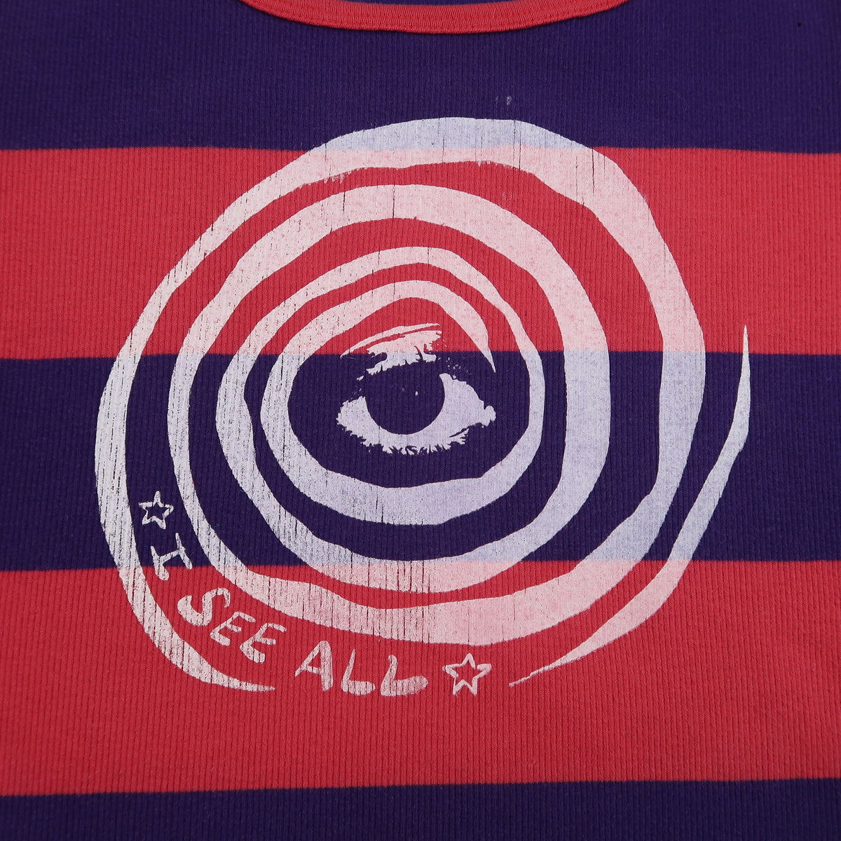 "I See All" (Melted Visions) Pink and Purple Striped Tank - Large