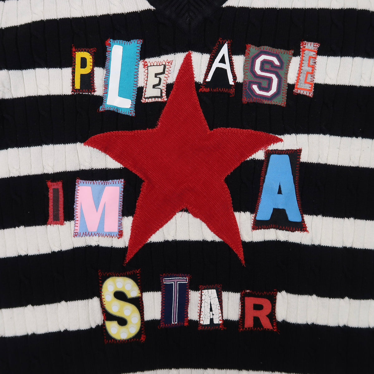 1OF1 “Please, I’m A Star!” Patchwork Striped Sweater