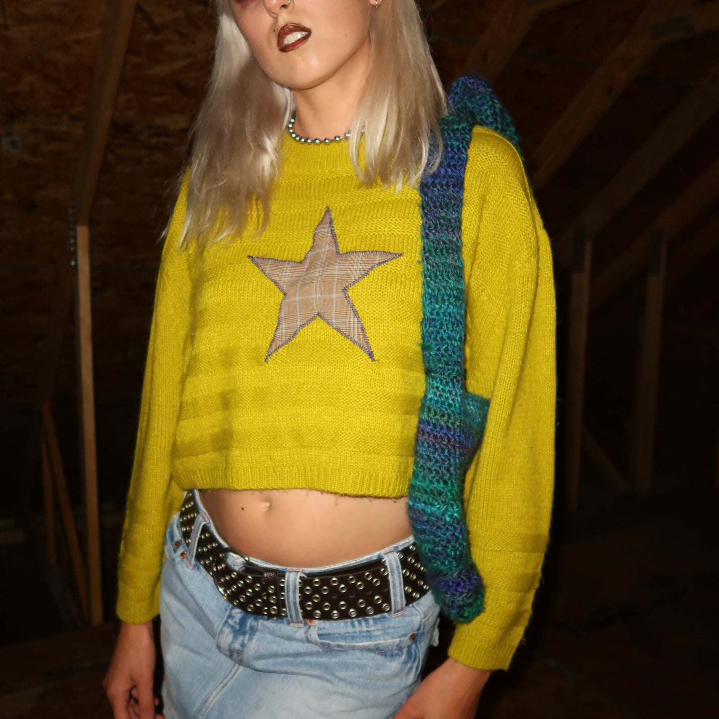 "I'M A STAR" Yellow Star Sweater - Medium