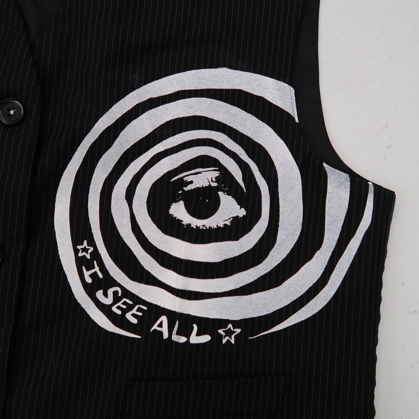 “I See All" (Eye Spiral) Pinstripe Vest - Medium