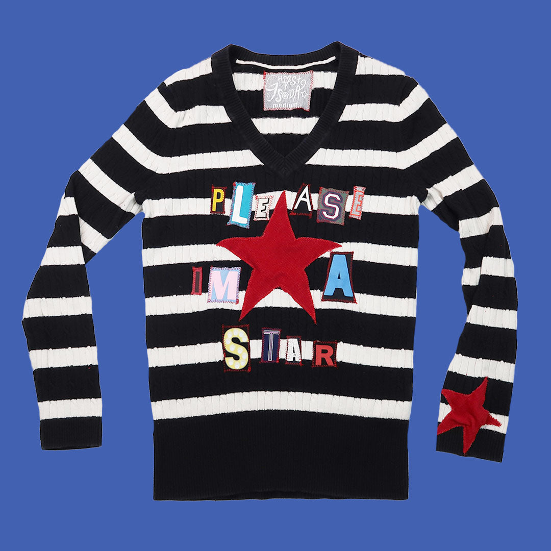 1OF1 “Please, I’m A Star!” Patchwork Striped Sweater