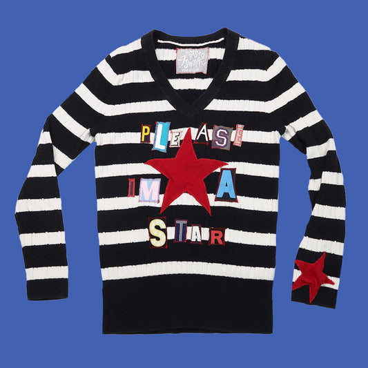 1OF1 “Please, I’m A Star!” Patchwork Striped Sweater