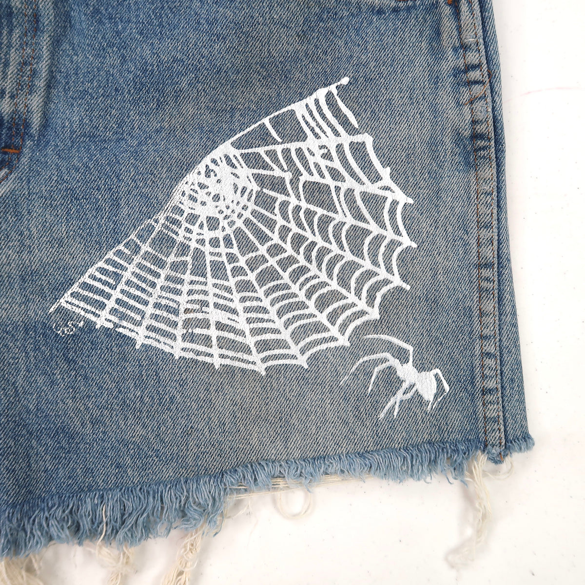 "Cobweb Club" Denim Shorts - large