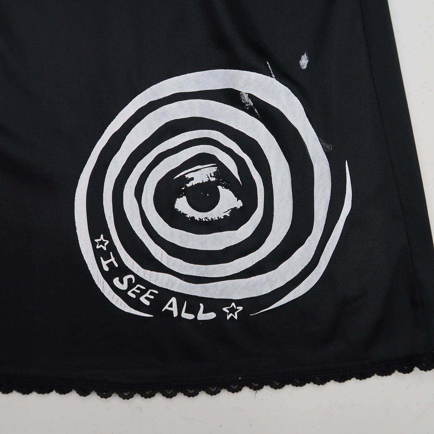 "I See All" (Eye Spiral) Black Slip Skirt - Large