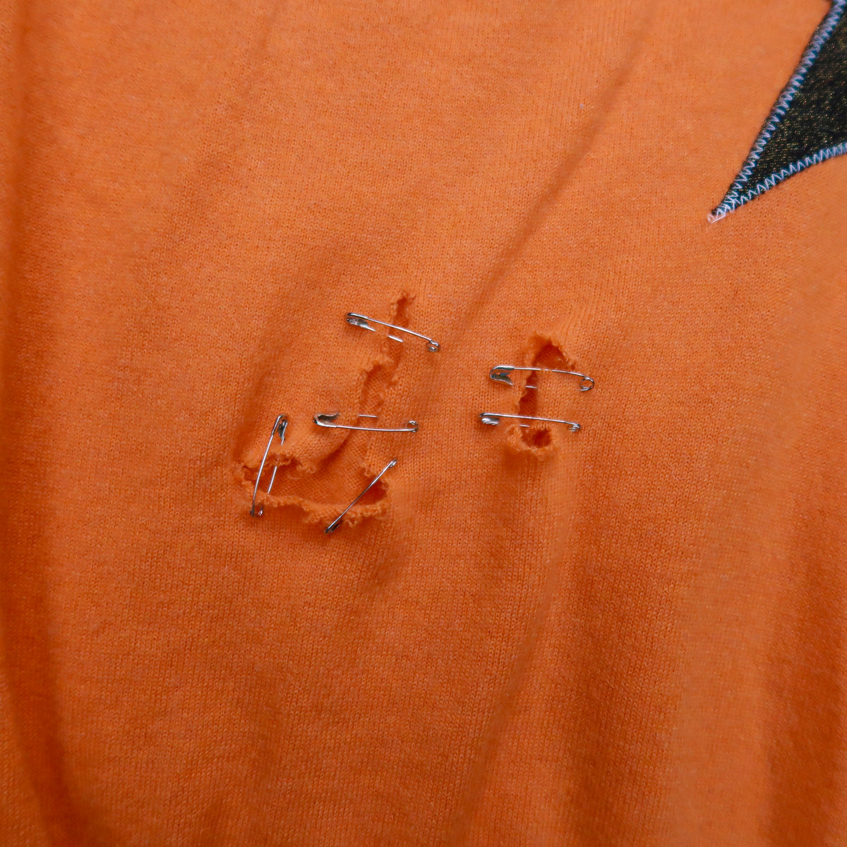 “I’M A STAR” Orange Distressed Sweater - Large