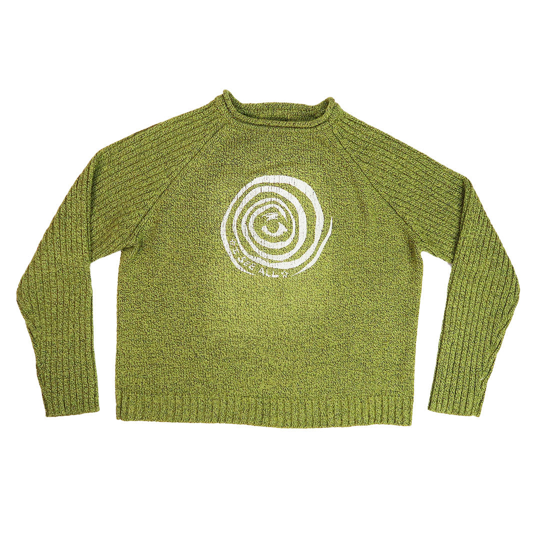 "I See All" (Eye Spiral) Apple Green Sweater - Medium