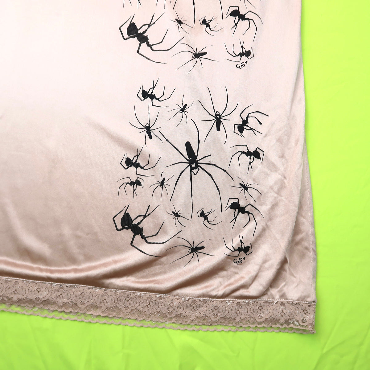 “I Love Spiders" Beige Slip Dress - Large