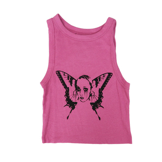 "Weeping Butterfly" Pink Tank - Small