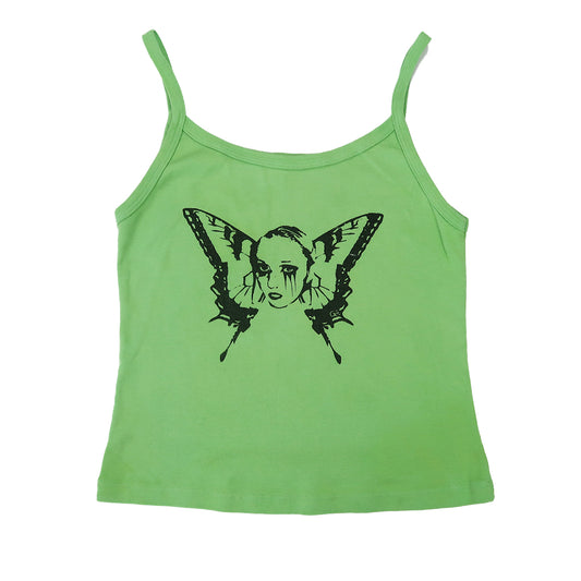 "Weeping Butterfly" Apple Green Tank