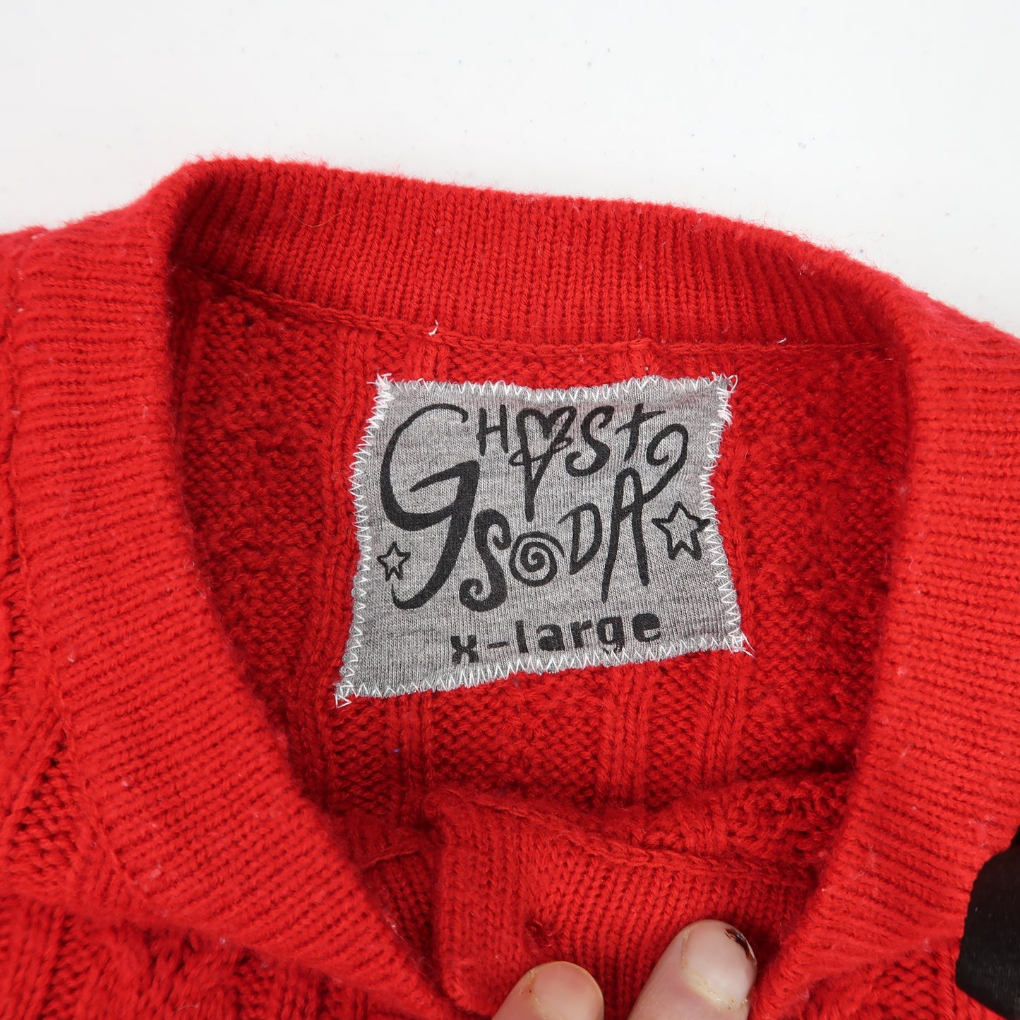 "Melted Visions" Red Cardigan Sweater - XL