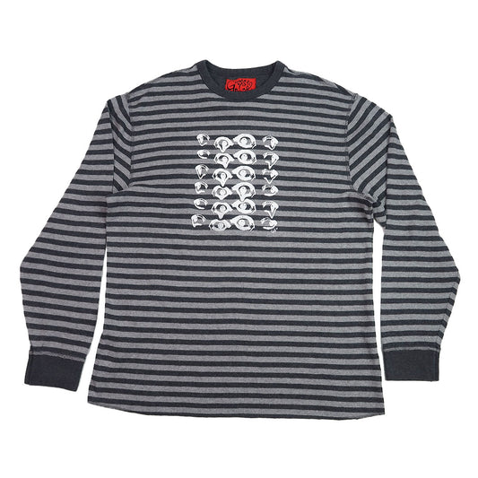 "Melted Visions” Striped Gray Thermal - XL
